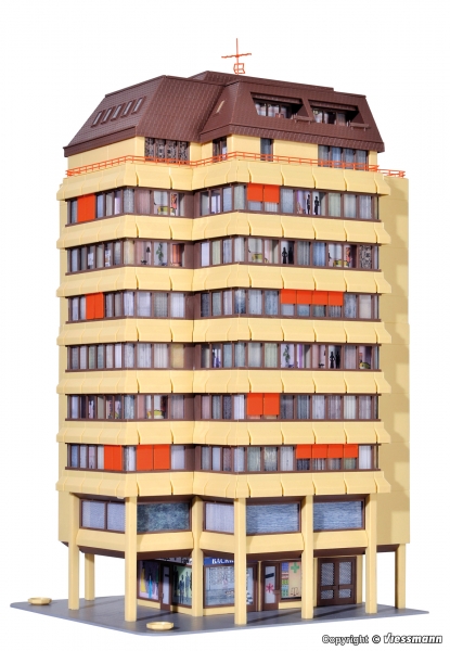 Kibri 38218 - Spur HO Hochhaus mit Ladenpassage und Penthauswohnung inkl. Etageninnenbeleuchtung