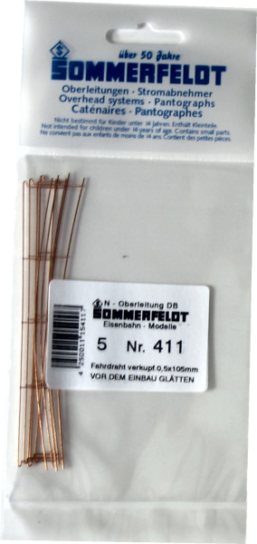 Sommerfeldt 411 N Fahrdraht verkupfert 0,5 x 105 mm (5 Stück)