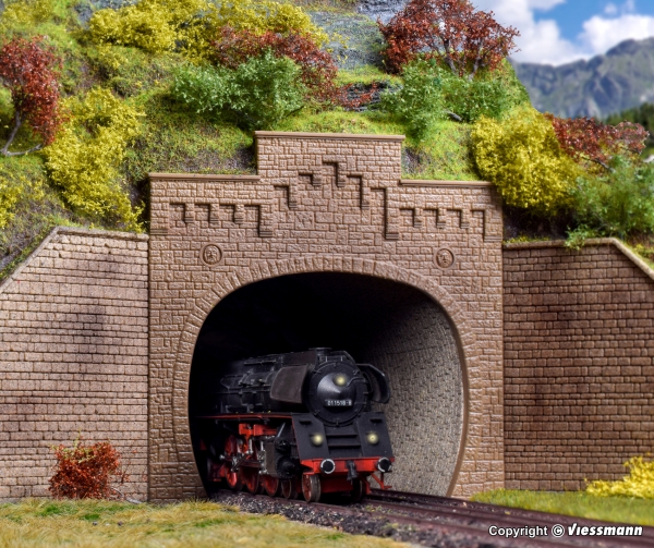 Vollmer 42503 - Spur HO Tunnelportal 2gleisig mit Aufsatz, 2 Stück