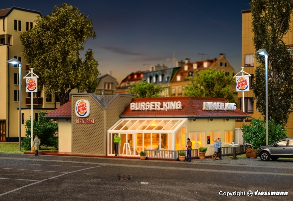Vollmer 43632 - Spur HO Burger King Schnellrestaurant Inneneinrichtung, LED-Beleuchtung, Funktionsbausatz