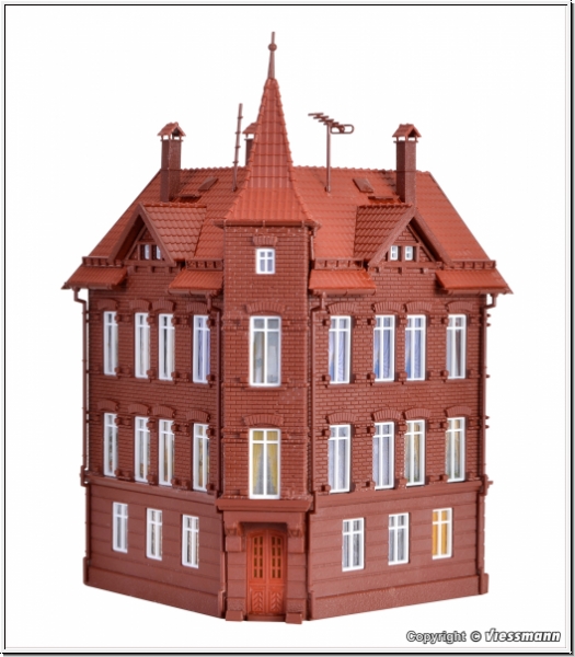 Vollmer 43807 - Spur HO Eisenbahner-Wohnhaus, Eckhaus