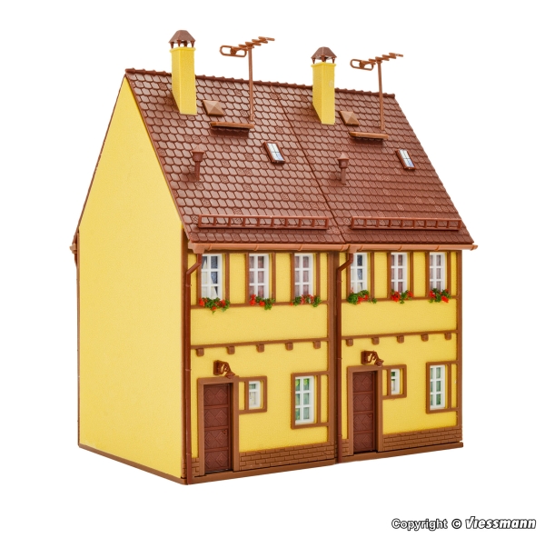 Vollmer 43844 - Spur HO Reihen-Doppelhaus, gelb