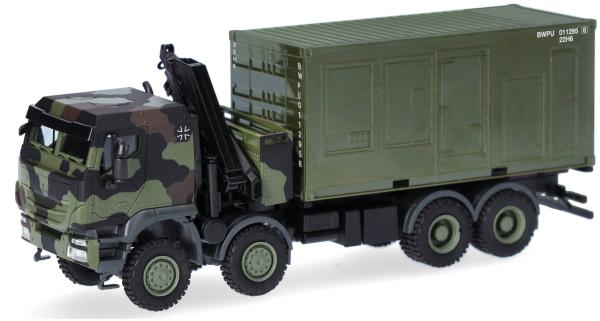 Herpa 747288-002 -  Spur H0 Iveco Trakker 8x8 LKW mit Kran 20 ft. Container "Bundeswehr"