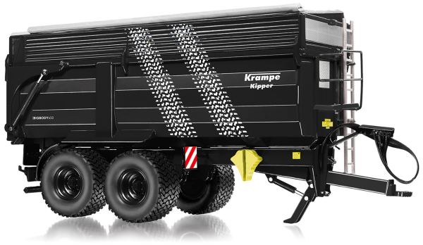 Wiking 077874 -  Spur 1:32 Krampe Big Body 650 Hinterkipper mit Silageaufsatz schwarz - Reifenspuren