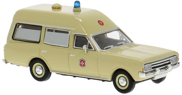 Brekina 20672 - Spur H0 Opel Rekord C Krankentransportwagen, Johanniter Unfall Hilfe