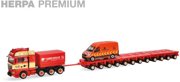 Herpa 960991 - Spur HO HERPA PREMIUM "Torben Rafn" Schwerlast-Set - MAN TGX GX 4a mit Tieflader 12a u. MAN