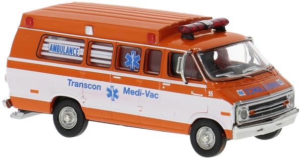 Brekina 18305 - Spur H0 Dodge B 200 Ambulance, Transcon Medi-Vac, 1975