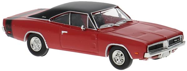 Brekina 18003 - Spur H0 Dodge Charger, rot/schwarz, Baujahr 1969