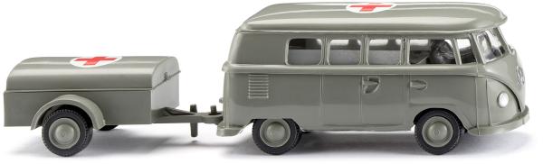 Wiking 032004 - Spur H0 Krankenwagen - VW T1 Bus mit Anhänger