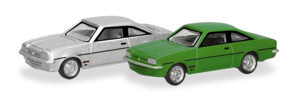 Herpa 066938 - Spur N 2er Set Opel Manta B, silber/signalgrün