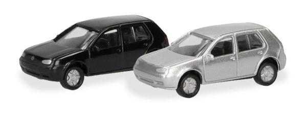 Herpa 066952 - Spur N 2er Set Volkswagen Golf IV, schwarz/silber