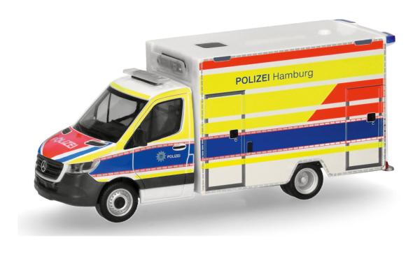 Herpa 099332 - Spur H0 MB Sprinter '18 Fahrtec Rettungswagen "Polizei Hamburg"