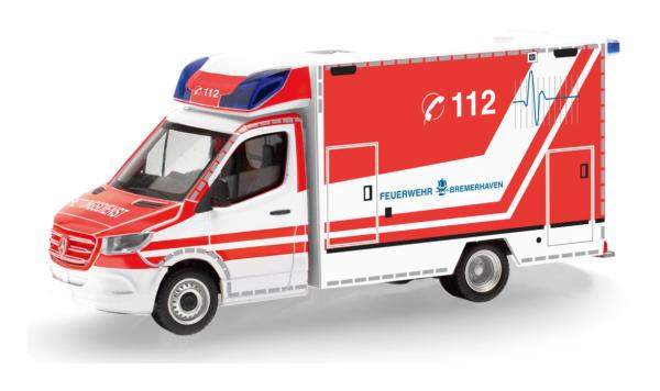 Herpa 099462 - Spur H0 Mercedes-Benz Sprinter '18 Fahrtec Rettungswagen "Feuerwehr Bremerhaven"