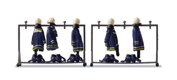 Preiser 17719 - Spur HO Blaue Feuerwehruniformen auf zwei Stände