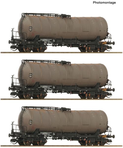 Roco 6680067 Spur TT 3er Set gealterte Knickkesselwagen DR, Epoche IV