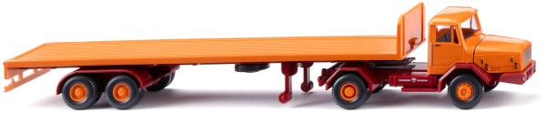 Wiking 055409 - Spur H0 Faun Flachpritschensattelzug - gelborange