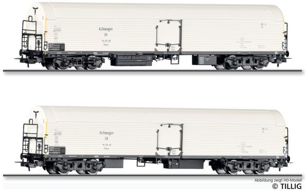 Tillig 01145 - Spur TT 2er Set Eiskühlwagen Tthevr, DR, Ep.III