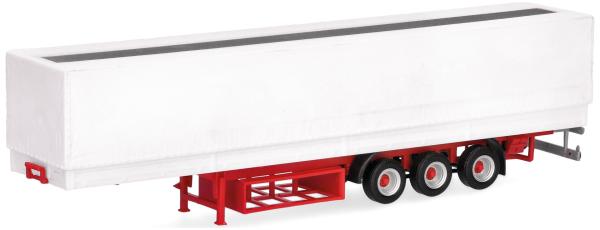 Herpa 075572-002 - Spur H0 Planenauflieger mit Fenstereinsatz und offenem Palettenkasten 3achs, weiß
