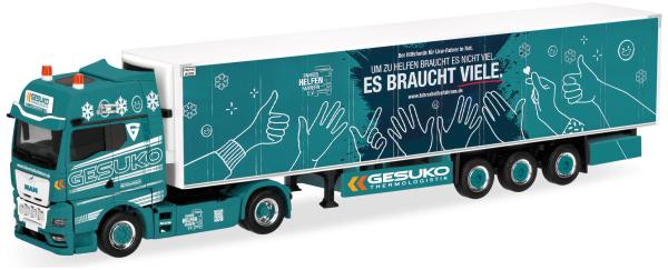 Herpa 322140 - Spur H0  MAN TGX GX Kühlkoffer-Sattelzug "GESUKO/Fahrer helfen Fahrern"