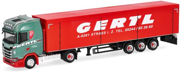 Herpa 322232 - Spur H0  Scania CS 20 Hochdach Schubboden-Sattelzug "Gertl"