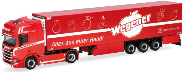 Herpa 322294 - Spur H0 Scania CR 20 Hochdach Kühlkoffer-Sattelzug "Wegener Frucht/Altes Land"