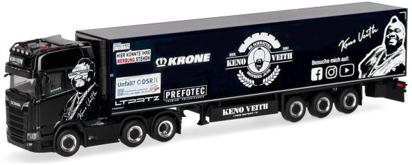 Herpa 322355 - Spur H0 Scania CS 20 Hochdach Kühlkoffer-Sattelzug "Keno Veith"