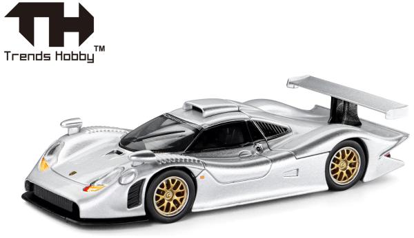 Herpa 864TH000021 Spur 1:64 Trends Hobby: Porsche 911 GT1 1998, silber