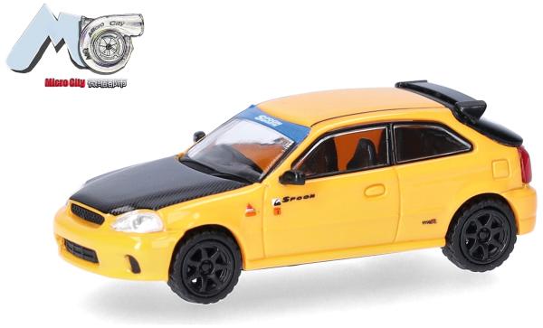 Herpa 87MC000157 - Spur H0 MicroCity: Honda Civic Type R (EK9), gelb, Rechtslenker