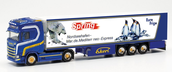 Herpa 315586 - Scania CS 20 HD Kühlkoffer-Sattelzug "Spring" CH