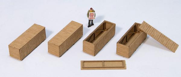 Joswood 40430 - Spur HO Kleine Holzkisten - Set 3, 4 Sück, Bausatz