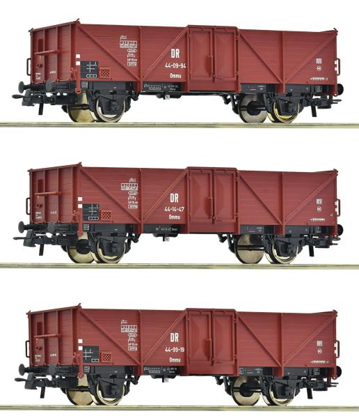 Roco 6600115 - Spur HO 3-tlg. Set: Offene Güterwagen, DR
