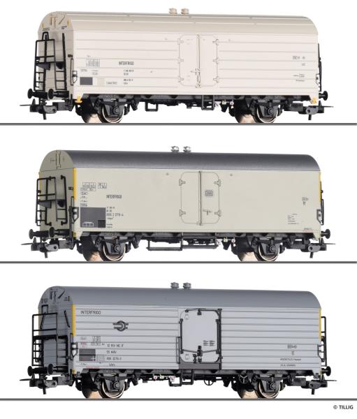 Tillig 70052 - Spur HO 3er Set Kühlwagen, DR, DB, MAV, Ep.IV 'INTERFRIGO'