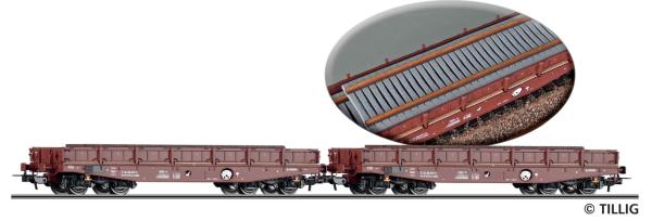 Tillig 70088 - Spur HO 2er Güterwagenset mit Betonschwellen der DR