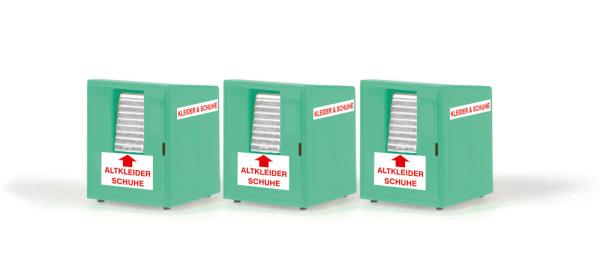 Rietze 70259 - Spur HO Altkleidercontainer, 3 Stück