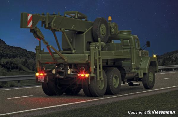Viessmann 8061 Spur HO  MAGIRUS DEUTZ 3-achs Bergekran mit Rundumleuchte, Militär, Funktionsmodell