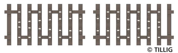 Tillig 83191 - Spur TT Flex-Schwellenband Zwangsgleis, beidseitig, 2 x 41,5mm Endstück