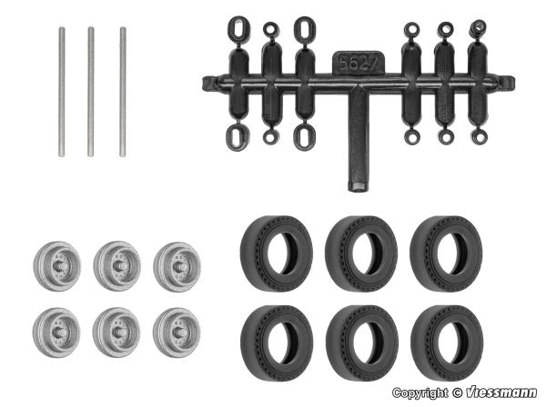Viessmann 8439 - Spur HO  Nachrüst-Set Gummireifen für kibri Anhänger und Auflieger, Zwillingsbereifung, Ø 10,4 mm
