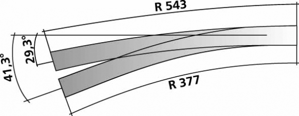Tillig 85333 - Spur HO Innenbogenweiche rechts, R377/R543, 9