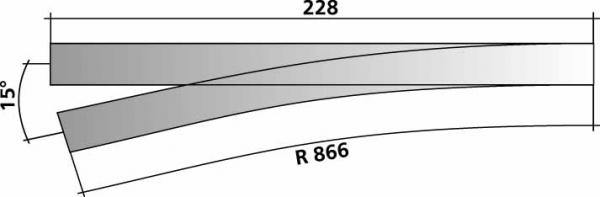 Tillig 85343 - Spur HO Weiche EW1 rechts, L228, R866, 15'