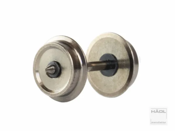Hädl 915002 Spur TT Radsatz 8,0 mm, Achse 18,5 mm, beidseitig isoliert Spitzenlager, Messing