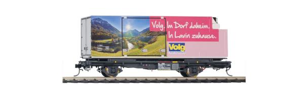 Bemo 9469169 - Spur Om Lb 7859 Tragwagen mit Volg-Container "Lavin"
