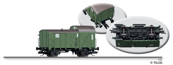 Tillig 95903 - Spur TT Güterzug-Packwagen Pwg pr-14 der DR