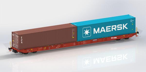 Igra Modell - Spur HO 96010114 - Containertragwagen Sggnss-XL, Rail-Cargo, Nacco, Ep.VI 'Maersk, Tex'
