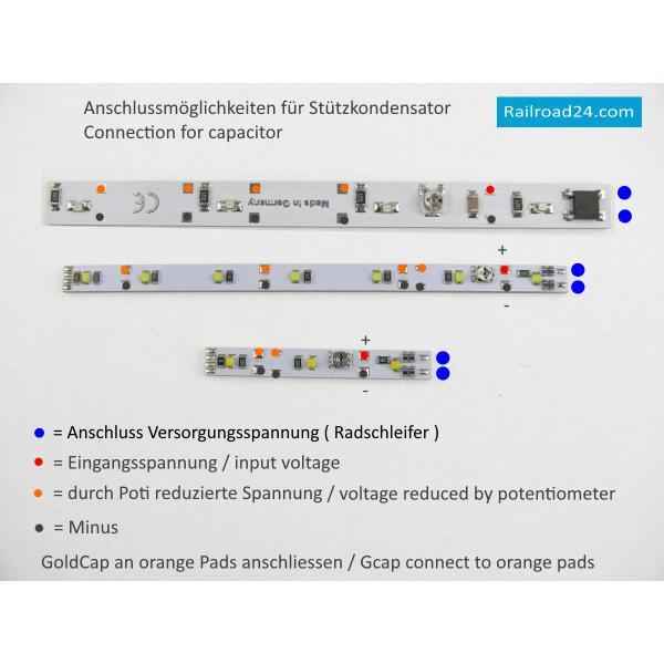 Railroad24 4472 - Waggonbeleuchtung 100mm goldweiß