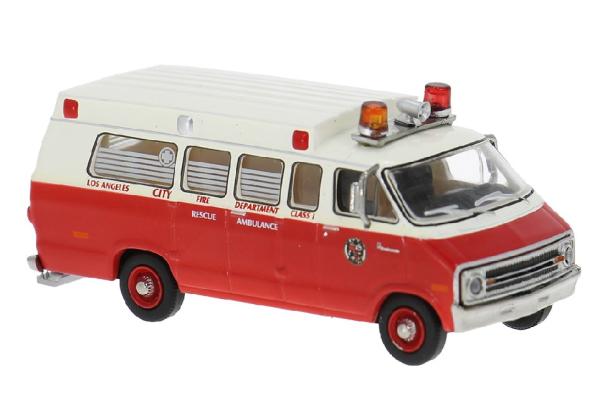 Brekina 18304 Spur HO Dodge B 200 Ambulance 1975 Los Angeles