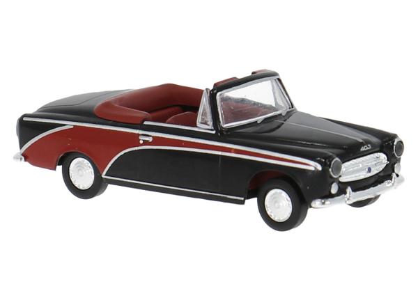 Brekina 29162 Spur HO Peugeot 403 Cabriolet schwarz/rot 1956