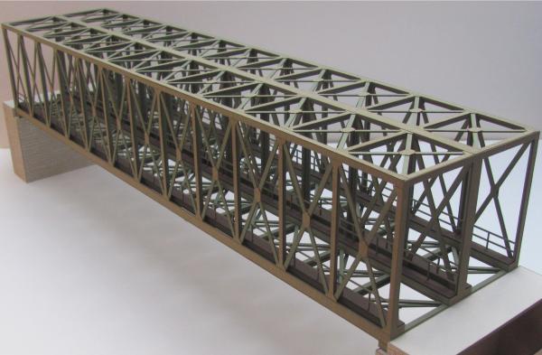 Laffont H1101 - Spur HO Fachwerk-Kastenbrücke 2-gleisig resedagrün, Länge 537mm