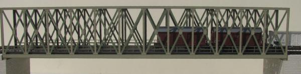 Laffont H1101 - Spur HO Fachwerk-Kastenbrücke 2-gleisig resedagrün, Länge 537mm