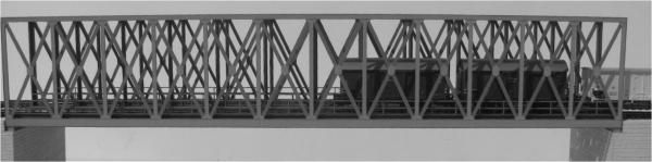 Laffont H1111 - Spur HO Fachwerk-Kastenbrücke 2-gleisig graphitgrau, Länge 537mm