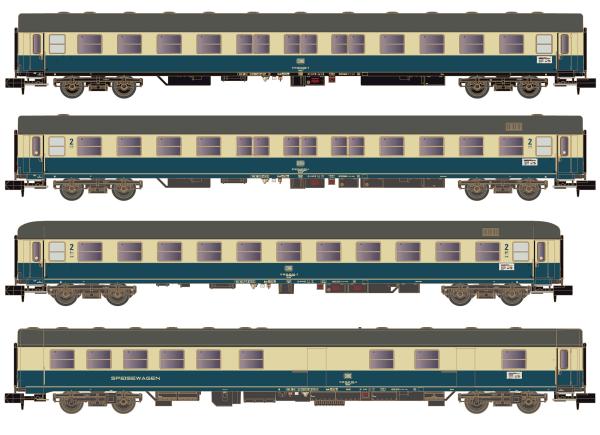 Hobbytrain  H22206 - Spur N 4er Set Personenwagen DB, Ep.IV, Turnus Ferienzug, Set 1